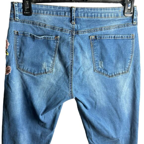 Angel Kiss Los Angeles Womens 11 Mid-Rise Boho Hippie Embroidered Skinny Jeans - Picture 6 of 7